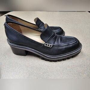 Bernardo Selma Loafer Chunky Lug Sole Slip On Black Leather Size 9.5